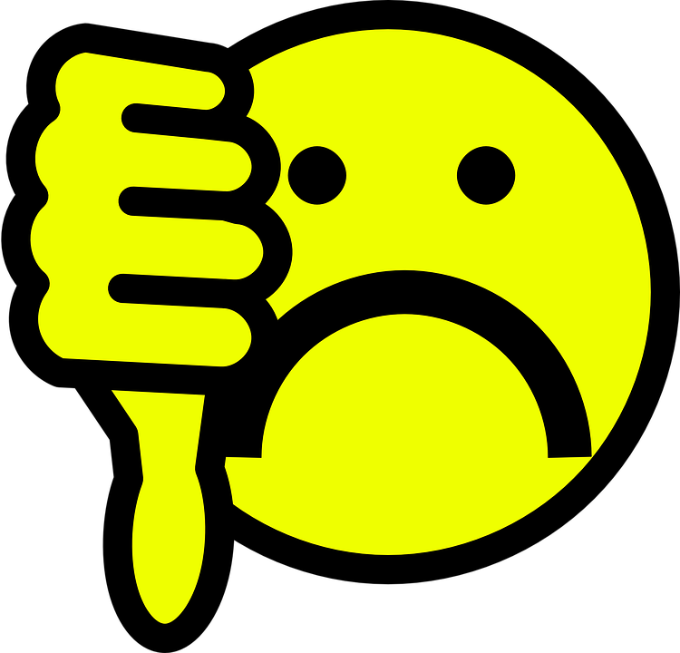 Sad face thumbs down.